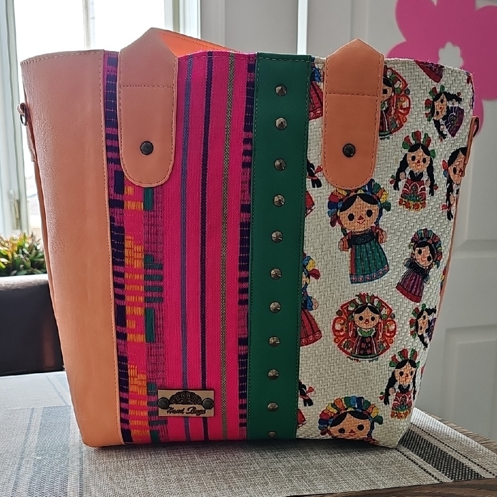 Colorful Tote Bag with Traditional Patterns